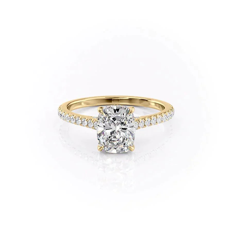The Pave Natalie Set With A 1.5 Carat Elongated Cushion Moissanite