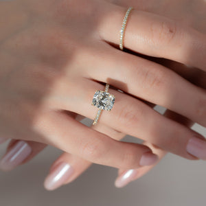 The Pave Natalie Set With A 2 Carat Elongated Cushion Lab Diamond