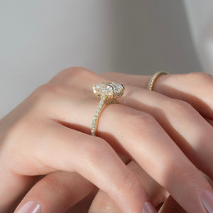The Pave Natalie Set With A 2 Carat Elongated Cushion Lab Diamond