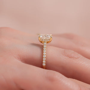 The Pave Natalie Set With A 2 Carat Elongated Cushion Lab Diamond