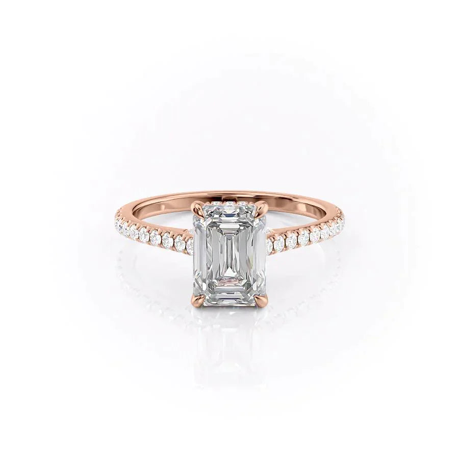 The Pave Natalie Set With A 1.5 Carat Emerald Lab Diamond