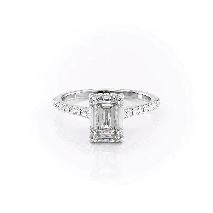 The Pave Natalie Set With A Emerald Moissanite