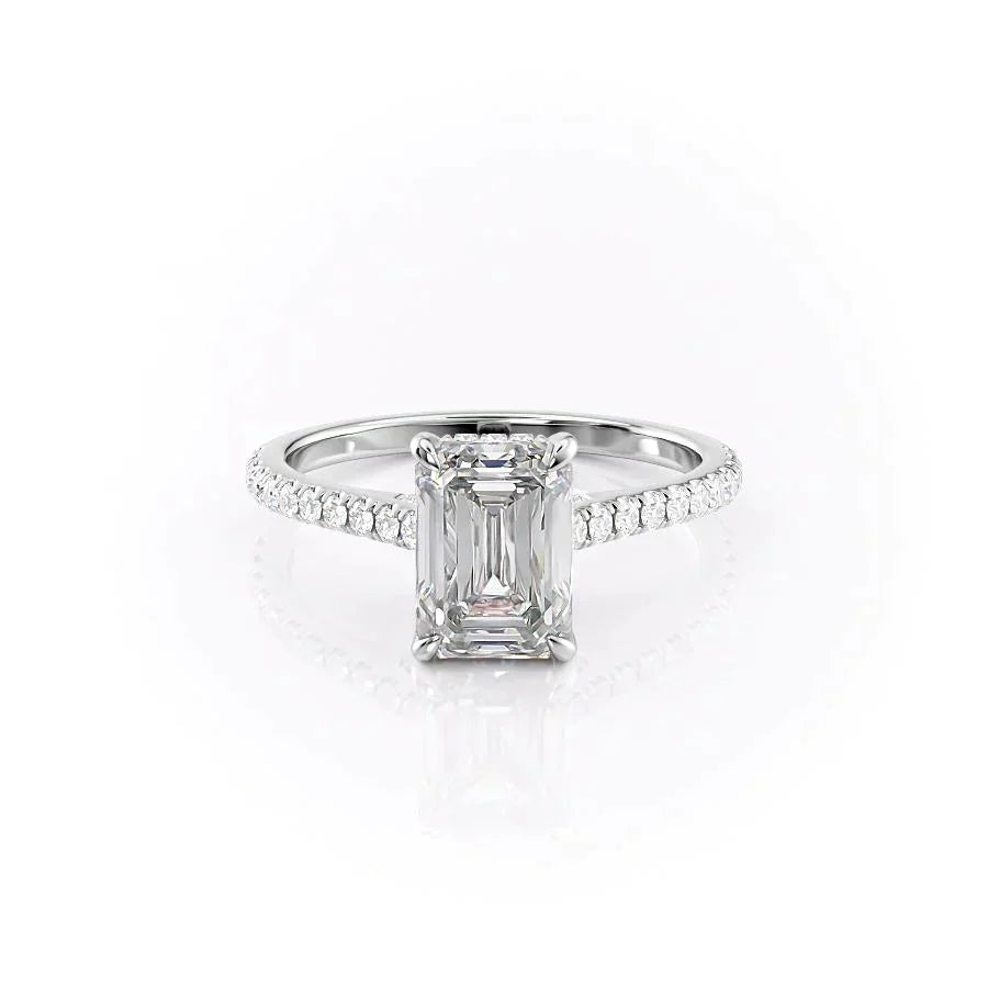 The Pave Natalie Set With A 2.5 Carat Emerald Lab Diamond