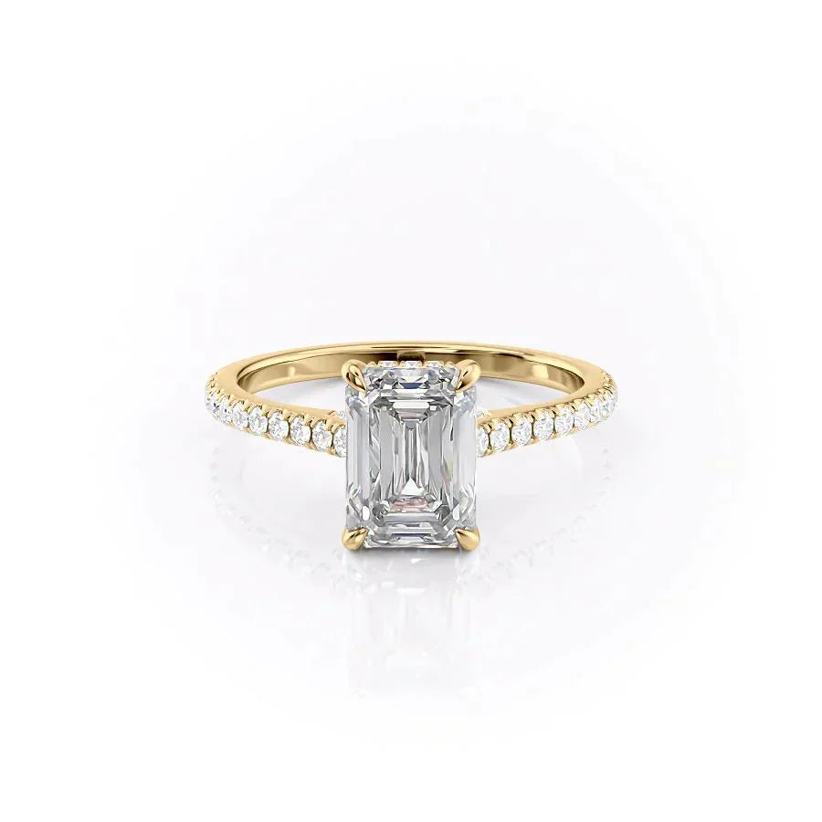 The Pave Natalie Set With A 1 Carat Emerald Lab Diamond