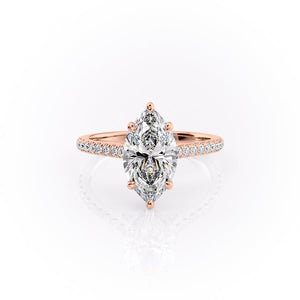 The Pave Natalie Set With A 1.5 Carat Marquise Lab Diamond