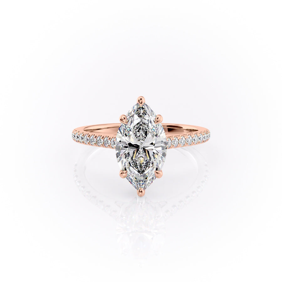 The Pave Natalie Set With A 3.5 Carat Marquise Moissanite