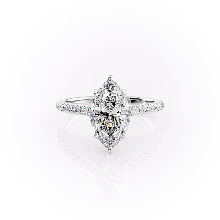 The Pave Natalie Set With A 4.5 Carat Marquise Moissanite