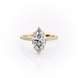 The Pave Natalie Set With A 1.5 Carat Marquise Lab Diamond