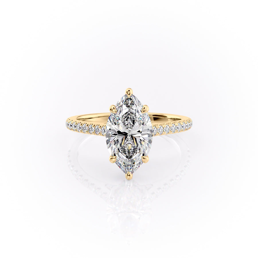 The Pave Natalie Set With A 2.5 Carat Marquise Lab Diamond