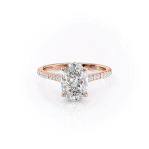 The Pave Natalie Set With A Oval Moissanite
