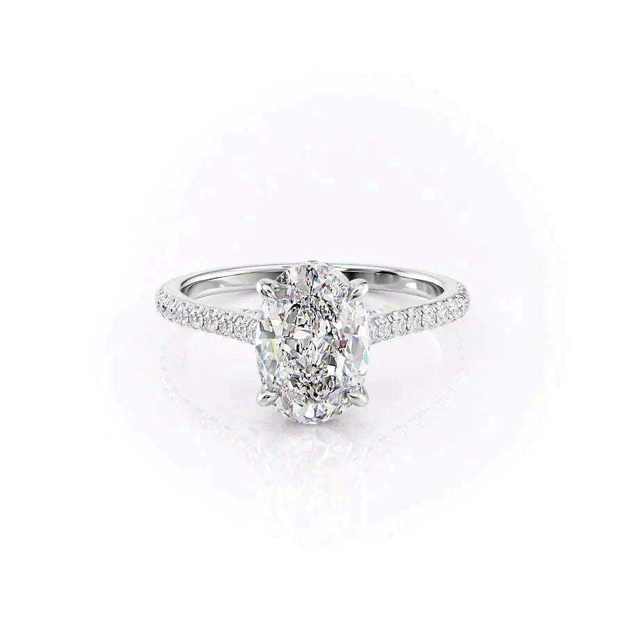 The Pave Natalie Set With A 1 Carat Oval Lab Diamond