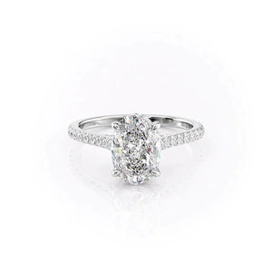 The Pave Natalie Set With A 1.5 Carat Oval Moissanite
