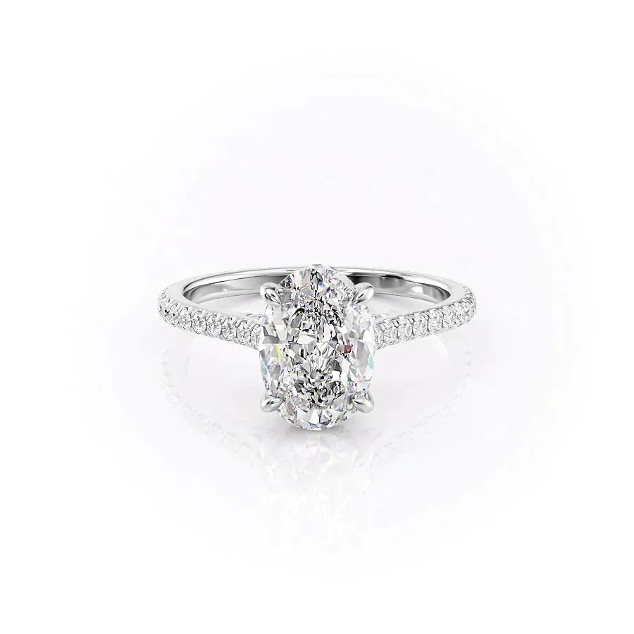The Pave Natalie Set With A Oval Moissanite
