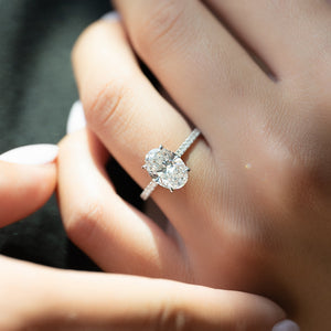 The Pave Natalie Set With A 2 Carat Oval Lab Diamond
