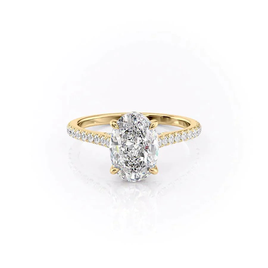 The Pave Natalie Set With A 1.5 Carat Oval Moissanite