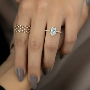 The Pave Natalie Set With A 2 Carat Oval Lab Diamond