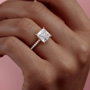 The Pave Natalie Set With A 1 Carat Princess Lab Diamond