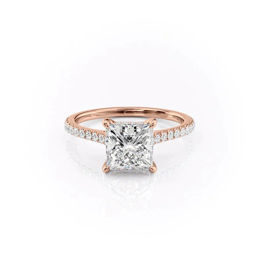 The Pave Natalie Set With A 3 Carat Princess Lab Diamond