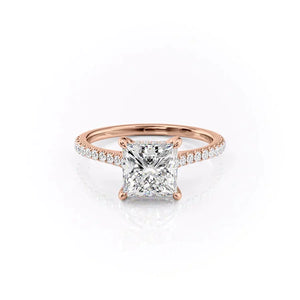 The Pave Natalie Set With A 3 Carat Princess Lab Diamond