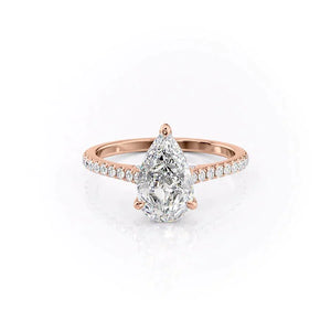 The Pave Natalie Set With A 1.5 Carat Pear Lab Diamond