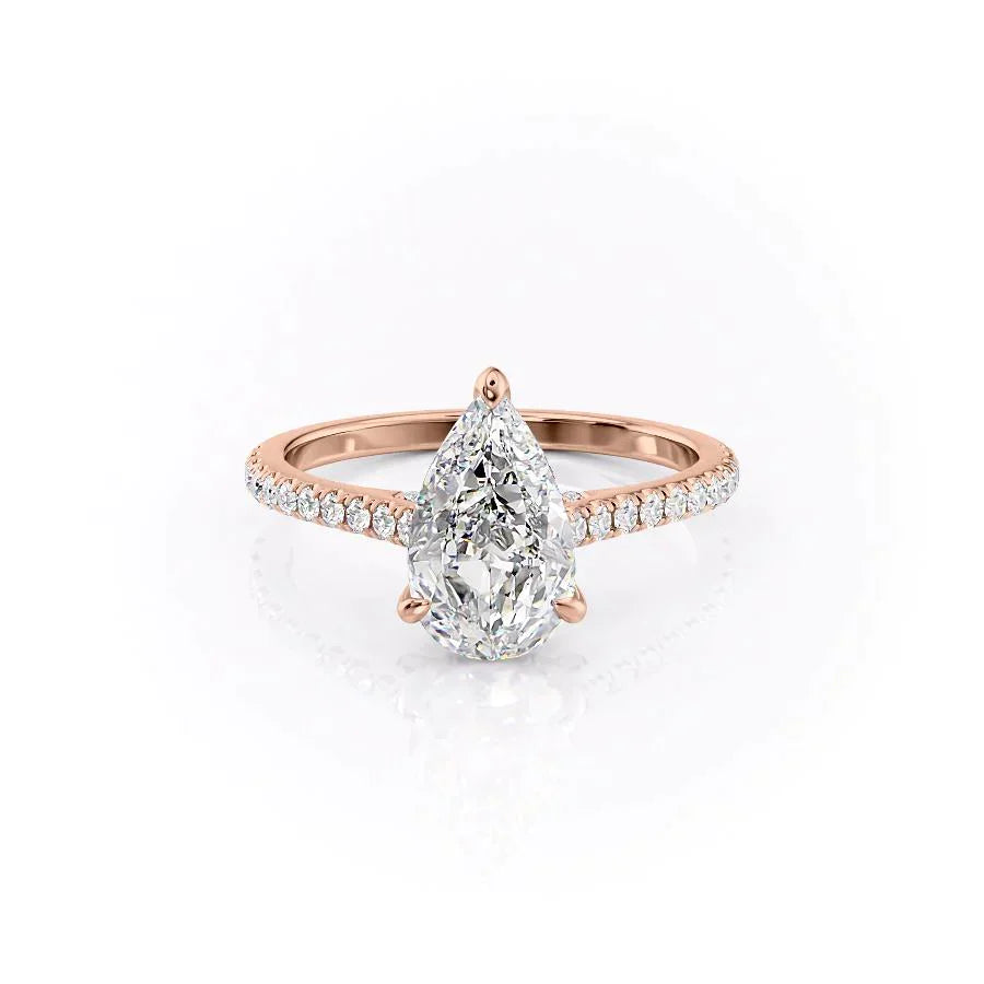The Pave Natalie Set With A 1 Carat Pear Lab Diamond