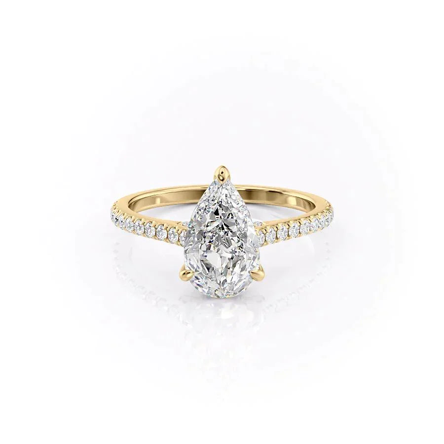The Pave Natalie Set With A 1.5 Carat Pear Moissanite
