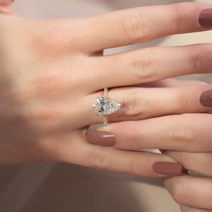 The Pave Natalie Set With A 3 Carat Pear Lab Diamond
