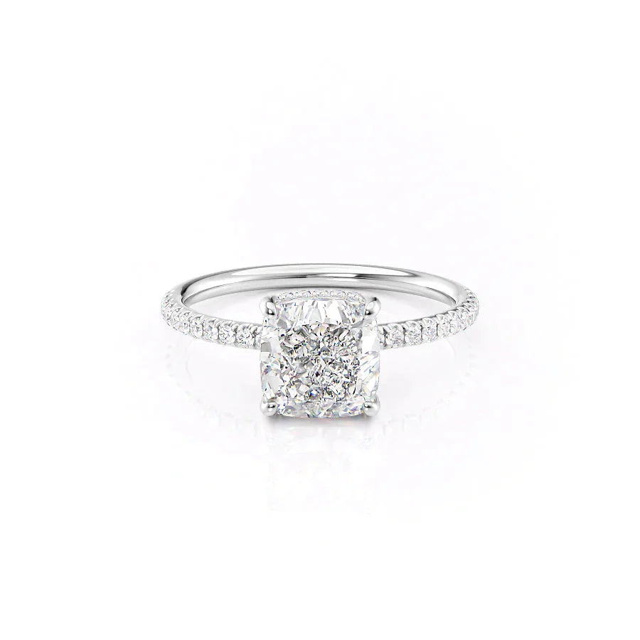The Low Profile Kamellie Set With A 3.5 Carat Cushion Moissanite