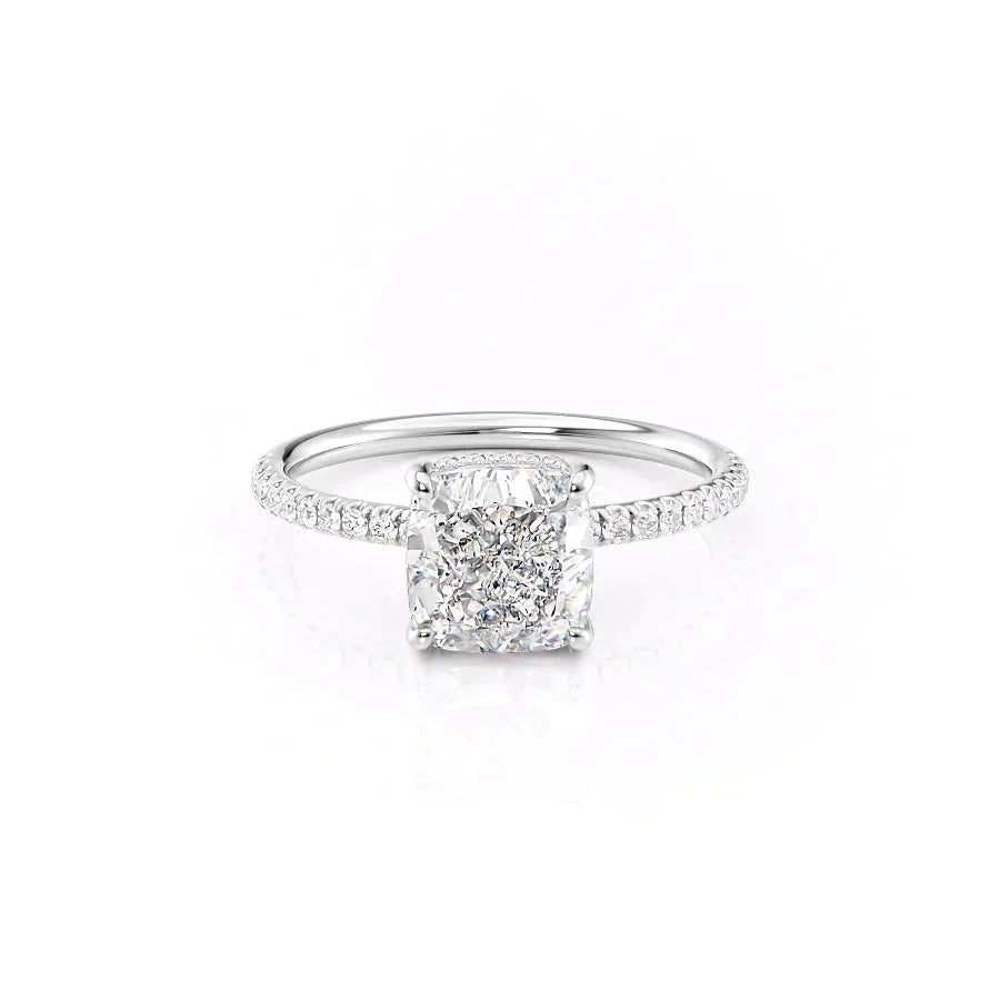 The Low Profile Kamellie Set With A Cushion Moissanite