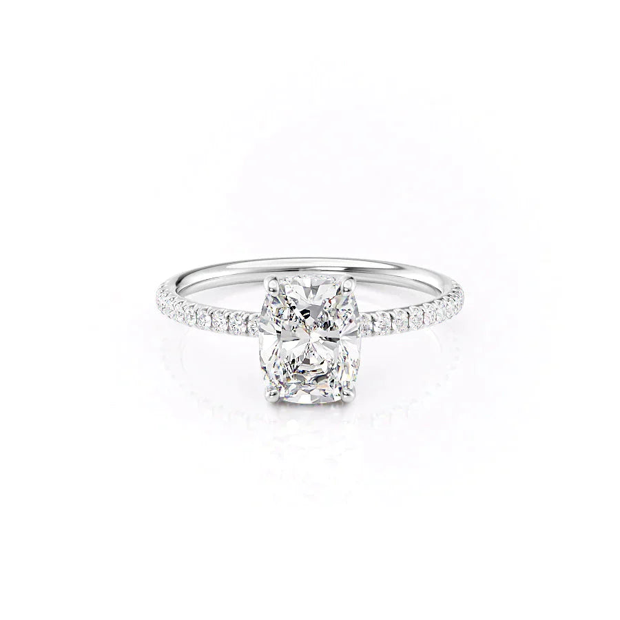 The Low Profile Kamellie Set With A 2.5 Carat Elongated Cushion Lab Diamond