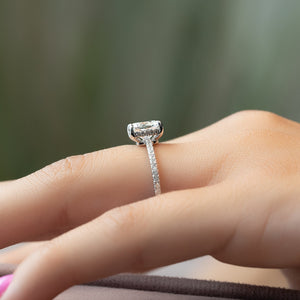 The Low Profile Kamellie Set With A 2 Carat Elongated Cushion Lab Diamond