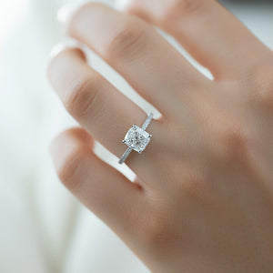The Low Profile Kamellie Set With A 2 Carat Elongated Cushion Lab Diamond