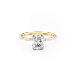 The Low Profile Kamellie Set With A 3.5 Carat Elongated Cushion Moissanite