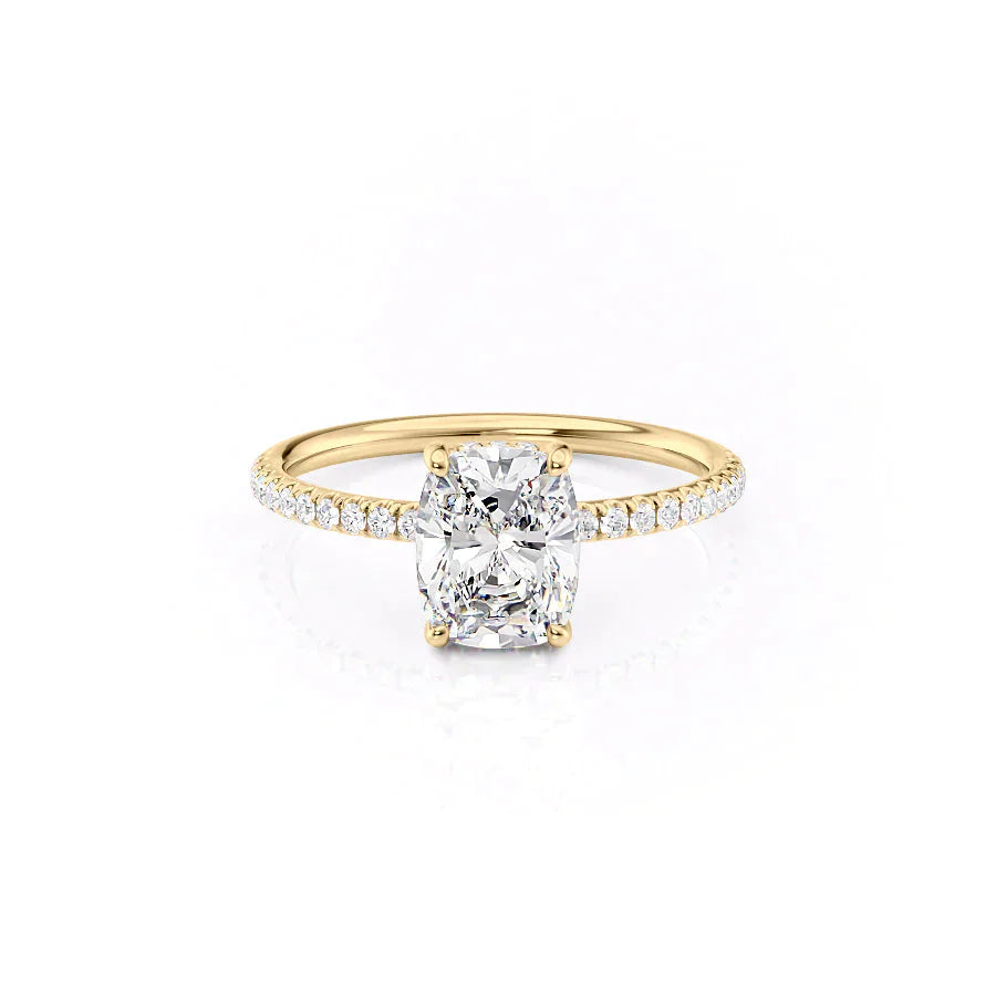 The Low Profile Kamellie Set With A 4.5 Carat Elongated Cushion Moissanite
