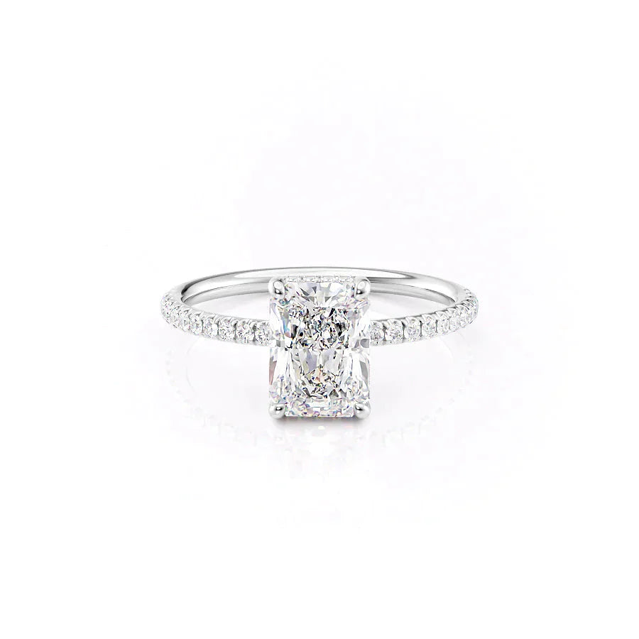 The Low Profile Kamellie Set With A 2.5 Carat Radiant Moissanite