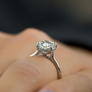 The Ellie Set With A 3 Carat Elongated Cushion Lab Diamond