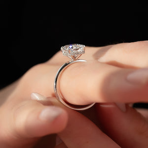 The Alex Set With A 2.5 Carat Elongated Cushion Moissanite