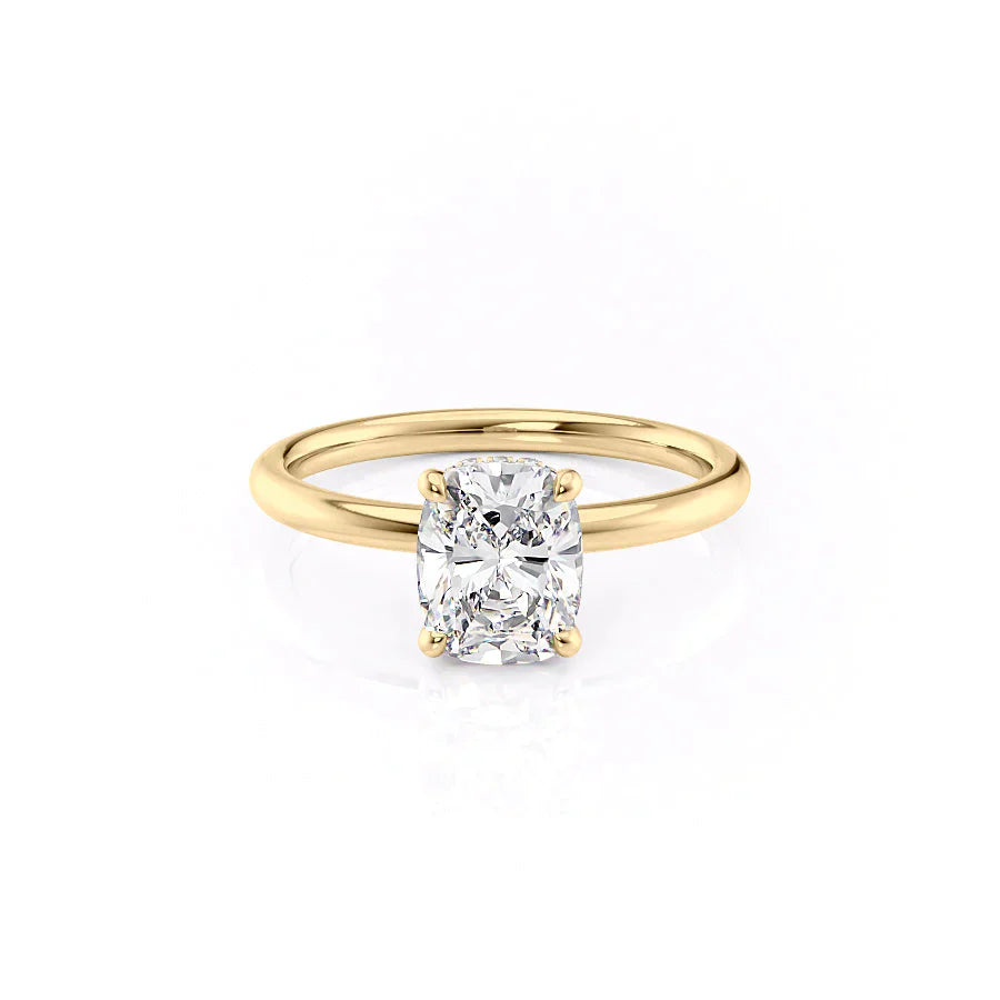 The Alex Set With A 3.5 Carat Elongated Cushion Moissanite