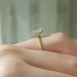 The Alex Set With A 2.5 Carat Elongated Cushion Moissanite