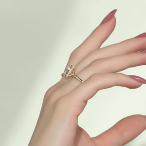 The Alex Set With A 2.5 Carat Elongated Cushion Moissanite