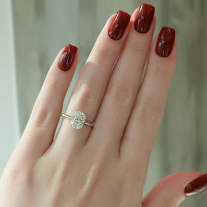 The Alex Set With A 2.5 Carat Elongated Cushion Moissanite
