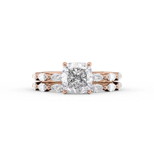 The Lucia Set With A 5 Carat Cushion Moissanite