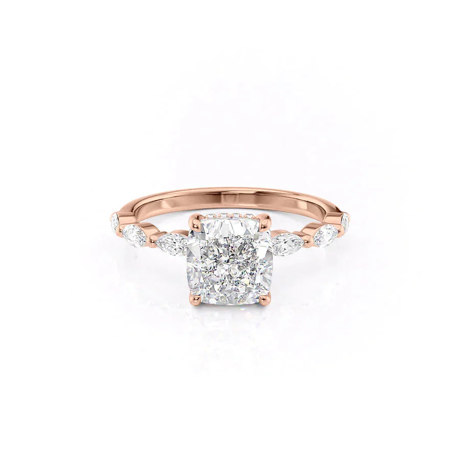 The Lucia Set With A 5 Carat Cushion Moissanite