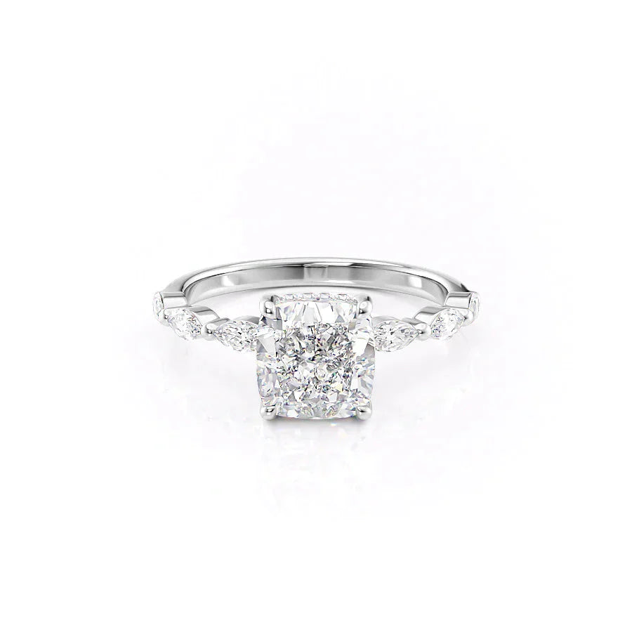 The Lucia Set With A 4.5 Carat Cushion Moissanite