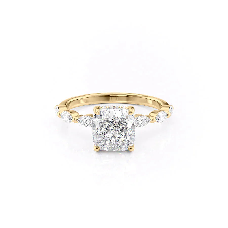 The Lucia Set With A 5 Carat Cushion Moissanite