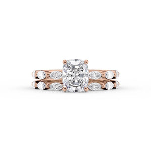 The Lucia Set With A 2 Carat Elongated Cushion Lab Diamond