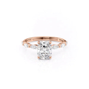 The Lucia Set With A 1.5 Carat Elongated Cushion Moissanite