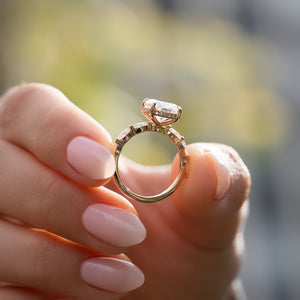 The Lucia Set With A 2 Carat Elongated Cushion Lab Diamond
