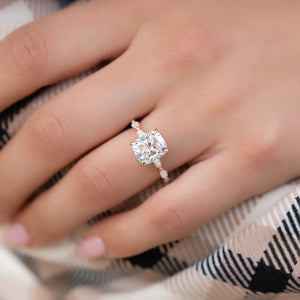 The Lucia Set With A 2 Carat Elongated Cushion Lab Diamond