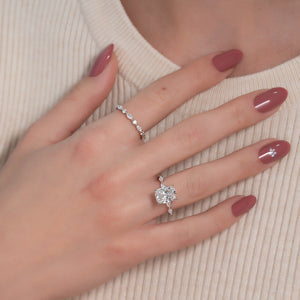 The Lucia Set With A 3 Carat Elongated Cushion Lab Diamond